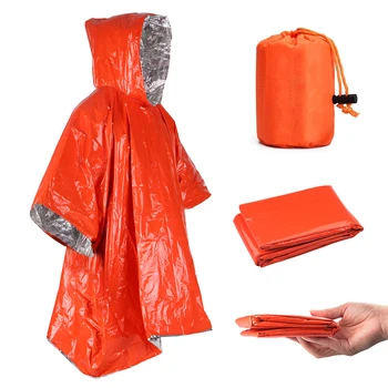 Оранжевый аварийный плащ, Алюминиевая пленка, Одноразовое пончо, дождевик с холодной изоляцией, одеяла, Инструмент для выживания, Походное снаряжение