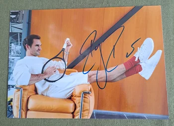 оригинальное фото с автографом Роджера Федерера, сделанное от руки, 5 *7 автографов чернилами 2022H