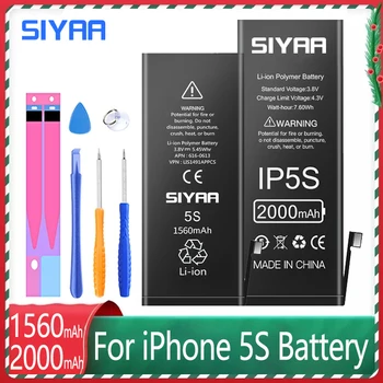 Оригинальный аккумулятор SIYAA для iPhone 5S 5C iPhone 5S высокой емкости 2000 мАч, сменный литий-полимерный аккумулятор для мобильного телефона Bateria + инструменты