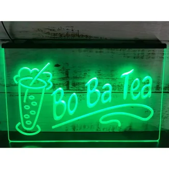 ОТКРЫТАЯ Вывеска Кафе с Чайным Напитком Bo Ba LED Neon Light I227