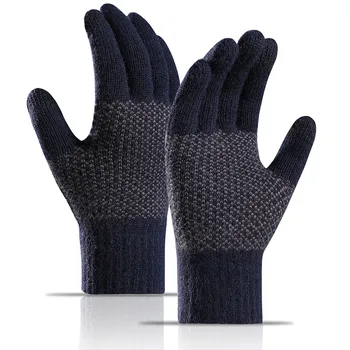 Перчатки, Варежки, Трансформируемые Зимние Мужские И женские Теплые Вязаные перчатки с сенсорным экраном, Эластичные манжеты, Мягкие перчатки на весь палец