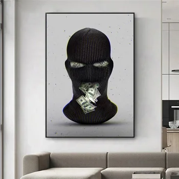 Плакаты и принты Money Black Mask, доллары, живопись на холсте, абстрактное искусство, Офисные мотивационные настенные панно для домашнего декора комнаты.