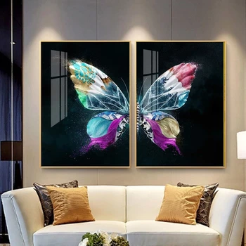 Плакаты с бабочками с драгоценным блеском, принты на холсте в скандинавском стиле, настенные панно для спальни, современный дом, декор Cuadros
