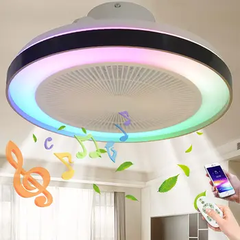 Потолочный вентилятор 50 см со светодиодной подсветкой Пульт дистанционного управления Smart Bluetooth Вентиляционный герметизирующий вентилятор Лампа для домашнего декора Бесплатная доставка