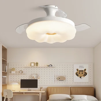 Потолочный вентилятор Современная простота, светодиодный вентилятор с дистанционным управлением, освещает ресторан, спальню, дом С люстрой-вентилятором