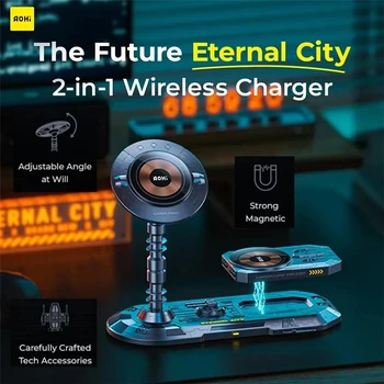 Прозрачная магнитная подставка для мобильного телефона Aohi FUTURE Eternal City, беспроводное зарядное устройство 무선 충전기 для Apple, киберпанк, собранная своими руками игрушка