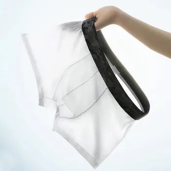 Прозрачные боксерские шорты мужские Ice Silk бесшовное нижнее белье мужские сексуальные дышащие трусики тонкие пижамы Trunk Male Underpant A50