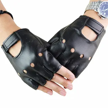 Противоскользящие перчатки без пальцев, дышащие перчатки в стиле панк для велоспорта, фитнеса, 1 пара велосипедных перчаток на половину пальца, перчатки унисекс из искусственной кожи