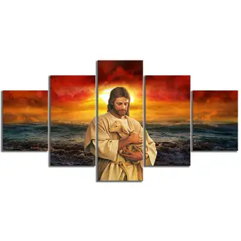 Религиозный плакат с Иисусом, 5 предметов, холст, настенное искусство для декора гостиной, настенная печать в спальне, современное украшение дома HD