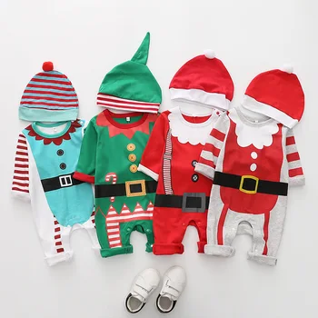 Рождественские хлопковые детские комбинезоны с длинным рукавом для новорожденных мальчиков и девочек, одежда для скалолазания, Комбинезон с мультяшным принтом, Детская одежда