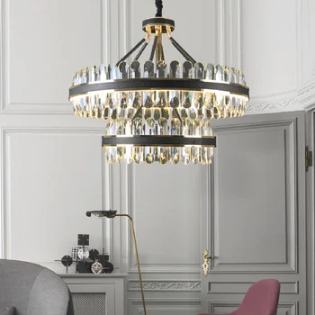 Роскошная светодиодная хрустальная люстра для гостиной современная дизайнерская креативная кожаная люстра для ресторана, лампы для спальни