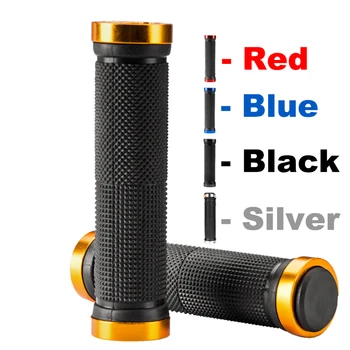Ручки для велосипедного руля, Противоскользящая резина с двойным замком, эргономичные детали для горного MTB велоспорта, велосипедные ручки, Черный, золотой, синий
