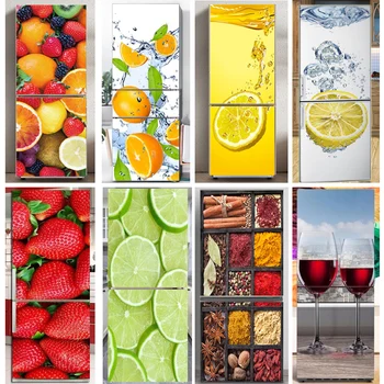 Самоклеящиеся наклейки для фруктов на холодильник Наклейка на дверцу холодильника Цветочные виниловые обои для замораживания овощей и продуктов