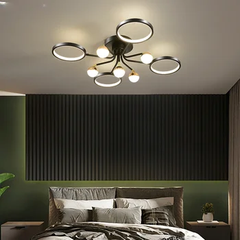 Светодиодная креативная черная люстра в скандинавском стиле для гостиной, столовой, спальни, Железные алюминиевые лампы, внутреннее декоративное освещение с пультом дистанционного управления