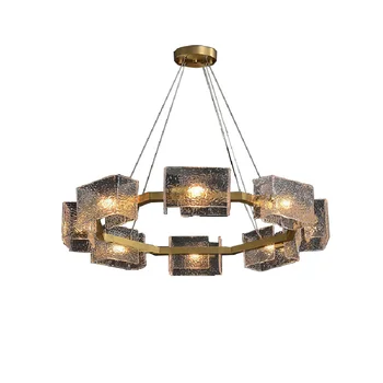 Светодиодная Новая текстурная стеклянная люстра для домашнего декора, подвесной светильник с регулируемой яркостью, подвесные светильники Lustres для гостиной