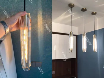Светодиодные Европейские вертикальные подвесные светильники с золотым кристаллом для гостиной, столовой, кухни, прихожей, прикроватной тумбочки, спальни, светильников для украшения дома