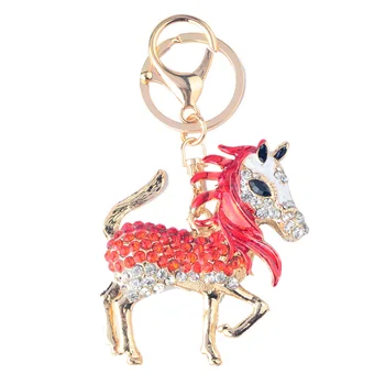 Симпатичный знак Зодиака с бриллиантами в форме Пони Брелок для ключей от автомобиля Женская сумка Аксессуары Металлический кулон Брелок-подвеска