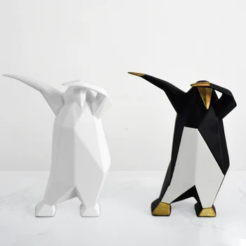 Скандинавские современные креативные Абстрактные украшения в виде пингвинов из смолы Аксессуары для украшения дома и гостиной Статуэтки для Интерьерной Скульптуры