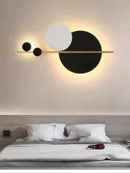 Скандинавский черно-белый комбинированный Теплый свет, прикроватная лампа для спальни, фоновый настенный светильник для гостиной