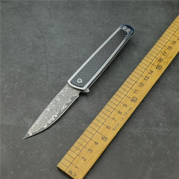 Складной нож из дамасской стали, портативный, острый, высокой твердости, инструмент для самообороны, EDC, карманный нож для выживания, охотничий лагерь