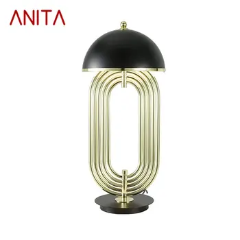 Современная настольная светодиодная лампа ANITA E27 Черно-золотая Креативная настольная лампа для домашнего декора для фойе гостиной офиса спальни