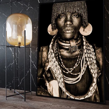 Современные плакаты и принты чернокожих людей африканского племени, картины на холсте, настенные рисунки для декора гостиной (без рамок)