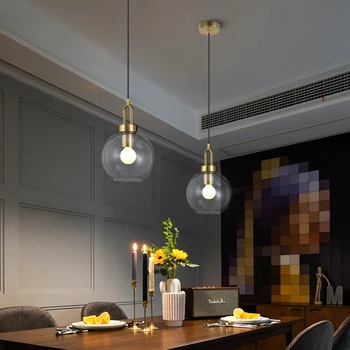 Современные подвесные светильники в скандинавском стиле, светодиодные подвесные светильники из прозрачного стекла E27 для кухни, ресторана, бара, домашнего декора, подвесных светильников