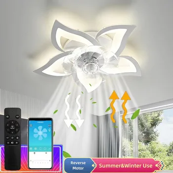 Современные потолочные светильники, вентиляторы, люстра с дистанционным управлением, бесшумный потолочный светильник с вентилятором, светодиодная подсветка, домашний декор для гостиной, 3 режима