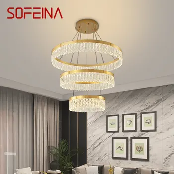Современный хрустальный подвесной светильник SOFEINA, светодиодный винтажный светильник, Роскошная кольцевая люстра для дома, гостиная, столовая, Декор спальни