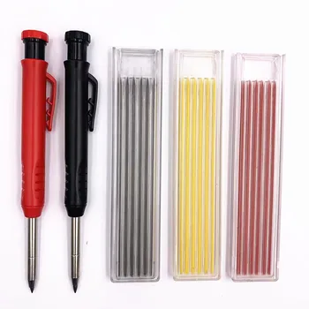 Специальная ручка для разметки и рисования линий для деревообработки с глубокими отверстиями Карандаш 2,8 мм Инженерная ручка с красной желтой и черной свинцовой сердцевиной