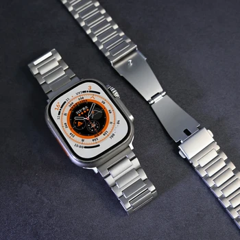 Титановый Ремешок Для Apple Watch Ultra 2 49 мм 45 мм 44 мм Роскошный Металлический Браслет Для iWatch Серии 9 8 7 6 5 4 SE 42 мм 40 41 мм Ремешок