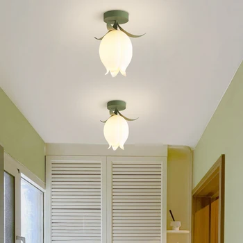 Тюльпан Пастырский кремовый стиль Современные светодиодные потолочные светильники лампа G9, излучающая изменяемый цвет коридор гардероб балкон потолочные светильники