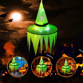 Украшение для Хэллоуина, Подвесные Шляпы ведьм со светодиодной подсветкой, Носимая шляпа, украшение для вечеринки, Фестиваль призраков, Декоративный реквизит