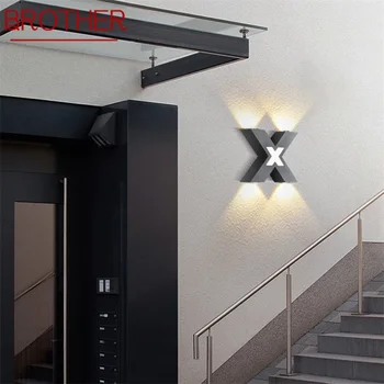 Уличный настенный светильник BROTHER, современные светодиодные бра, водонепроницаемый абажур IP65 X, декоративный для дома, виллы на крыльце