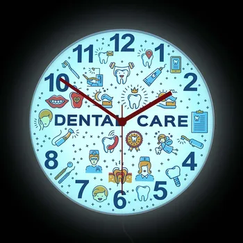Уход за зубами Здоровые Зубы Неоновая вывеска Настенные часы со светодиодной подсветкой для стоматологической клиники Стоматолог Гигиенист Медицинское искусство Светящиеся настенные часы