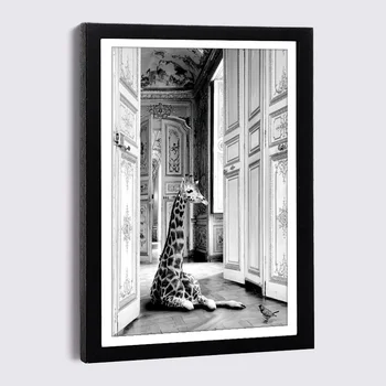 Фоторамка 9x13 13x18 см с роскошным плакатом Жираф Лев Холст Картина в деревянной рамке Скандинавская Черно-белая рамка для фотографий Стена