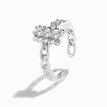 Хит продаж, легкие роскошные мужские и женские кольца из стерлингового серебра S925 пробы с художественной цепочкой и универсальными кольцами с открытым концом