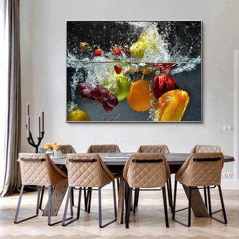 Хлеб, тропические фрукты, всплеск, фотопечать, картина на холсте, настенный художественный плакат, изображение еды для кухни, столовой, домашнего декора Cuadros