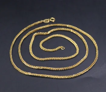 Чистая цепочка из желтого золота 18 Карат Au750, женское ожерелье из пшеничного звенья 1,2 мм весом 2,25 г 19,7 дюйма