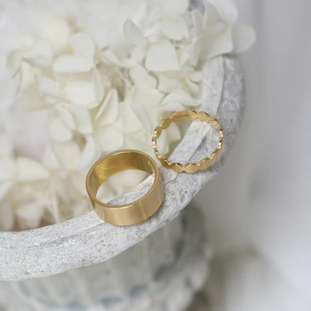 Шикарные кольца AOMU INS с широкой пластиной, матовые кольца для пальцев из нержавеющей стали золотого цвета, женские украшения, бижутерия Bijoux Femme