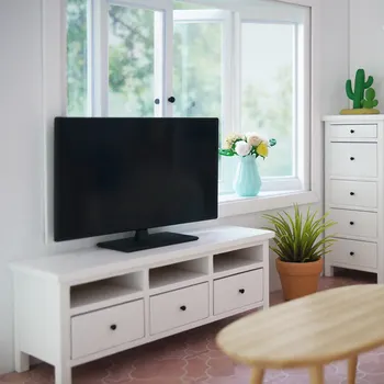 Шкаф для телевизора в кукольном домике в масштабе 1/6, миниатюрная деревянная модель телевизора для кукольного домика, мебель для сцены, игрушечные украшения