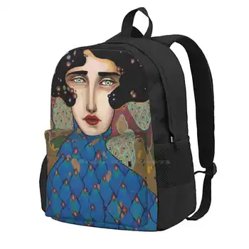 Школьная сумка для хранения Джудит, Студенческий рюкзак Klimt Nouveau, Акриловая золотая краска, Портрет Вассермота, Красочный узор
